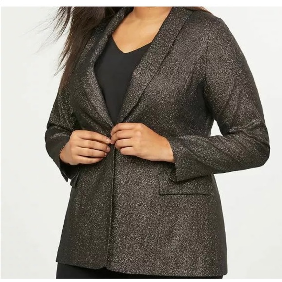 Lane Bryant Jackets & Blazers - The Bryant Blazer, Gold Sparkle with Shawl Collar